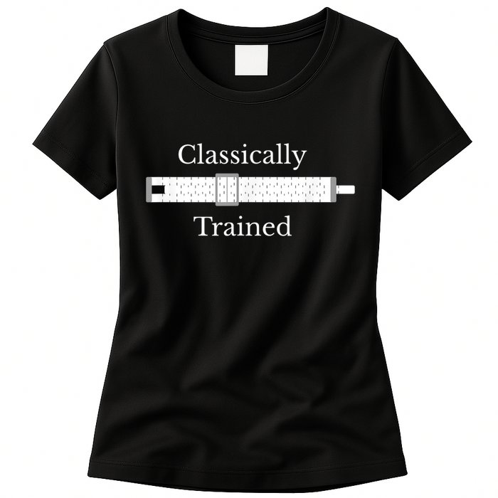 Classically Trained Slide Rule Mechanical Analog Calculator Womens T-Shirt