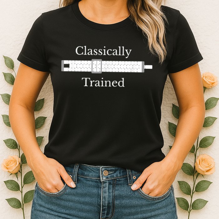 Classically Trained Slide Rule Mechanical Analog Calculator Womens T-Shirt