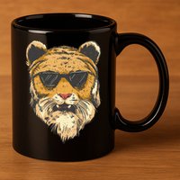 Cool Tiger Sunglasses Retro 11oz C Handle Ceramic Mug