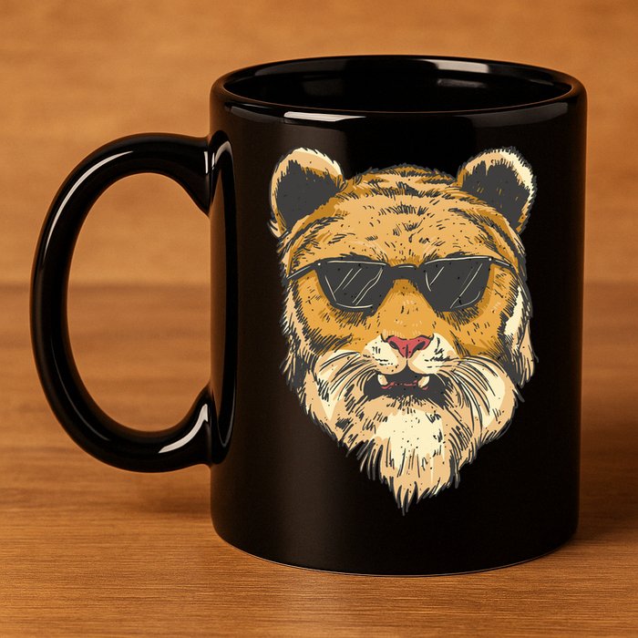 Cool Tiger Sunglasses Retro 11oz C Handle Ceramic Mug