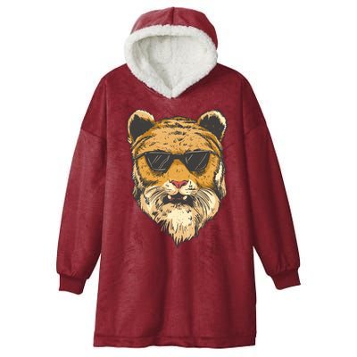 Cool Tiger Sunglasses Retro Hooded Wearable Blanket