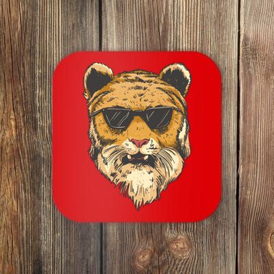 Cool Tiger Sunglasses Retro Coaster