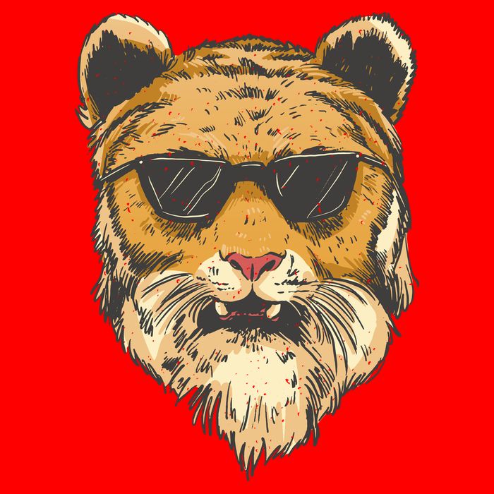Cool Tiger Sunglasses Retro Flat Bill Trucker Hat