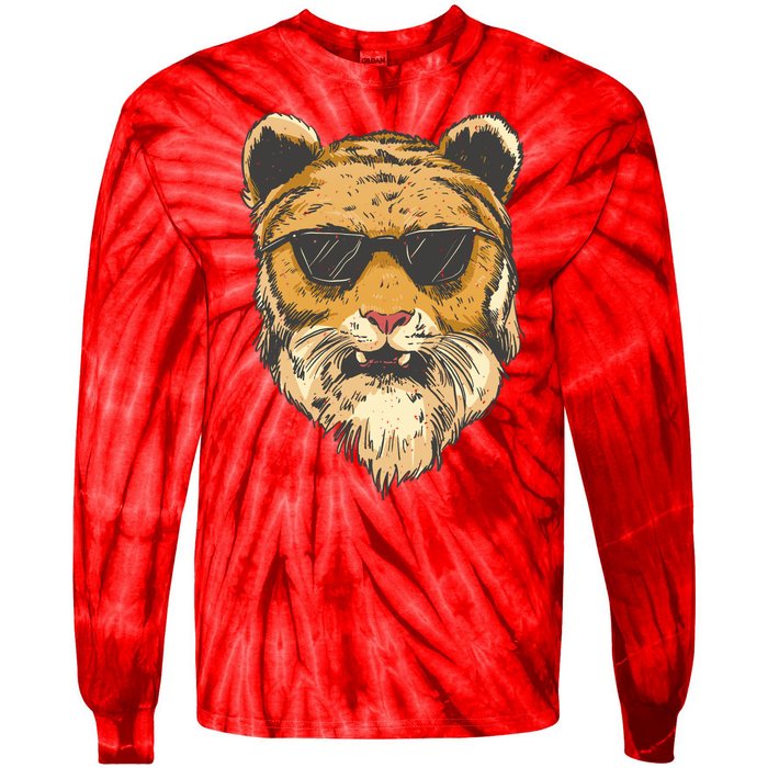 Cool Tiger Sunglasses Retro Tie-Dye Long Sleeve Shirt