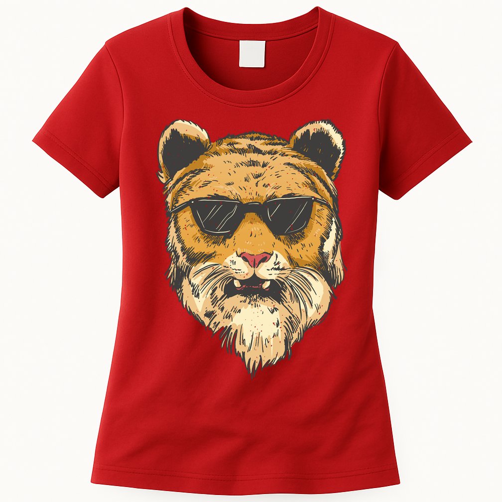 Cool Tiger Sunglasses Retro Womens T-Shirt