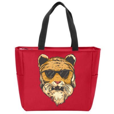 Cool Tiger Sunglasses Retro Zip Tote Bag