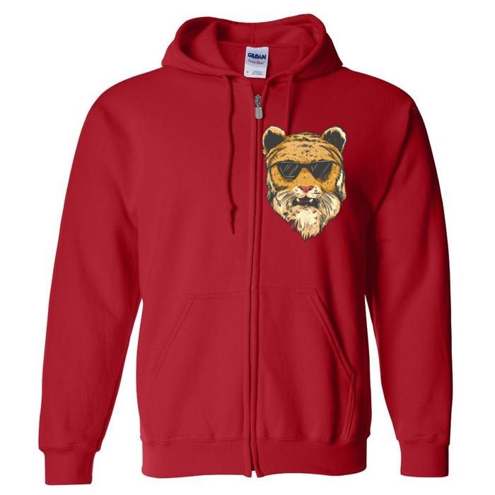 Cool Tiger Sunglasses Retro Full Zip Hoodie