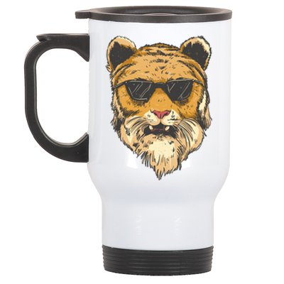 Cool Tiger Sunglasses Retro Stainless Steel Travel Mug