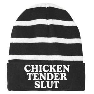 Chicken Tender Slut Striped Beanie with Solid Band