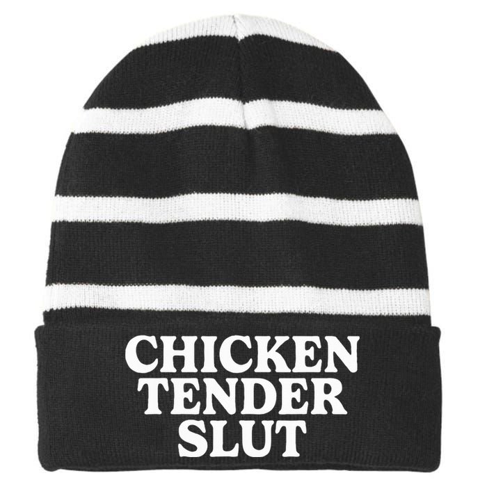 Chicken Tender Slut Striped Beanie with Solid Band