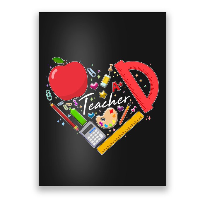 Cute Teacher School Tools Heart Poster