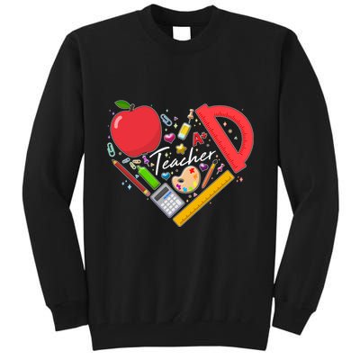 Cute Teacher School Tools Heart Tall Sweatshirt