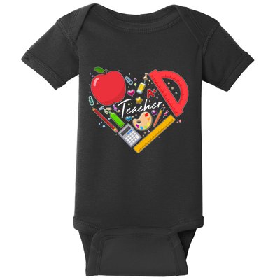 Cute Teacher School Tools Heart Baby Bodysuit