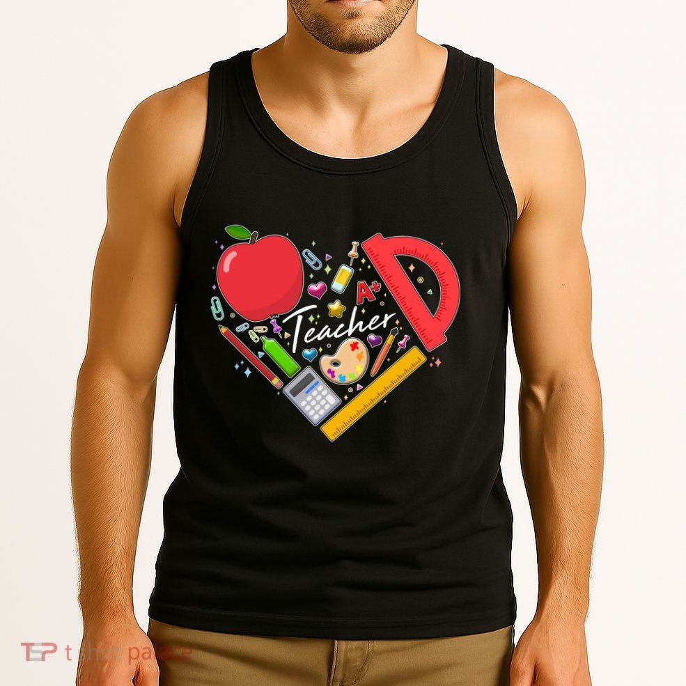 Cute Teacher School Tools Heart Tank Top