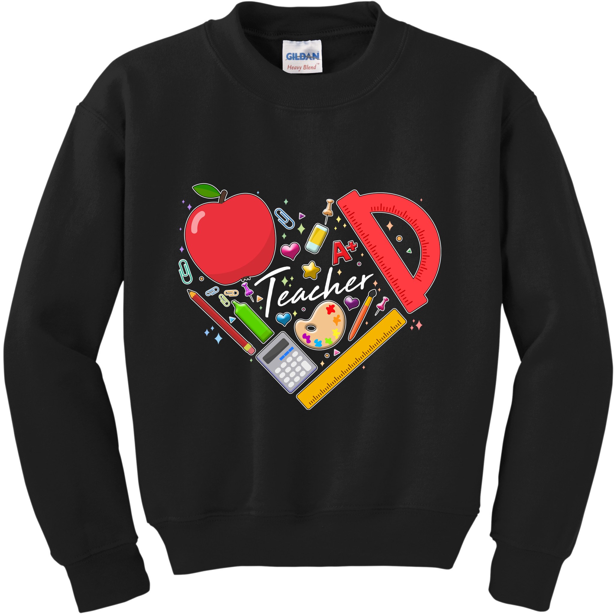Cute Teacher School Tools Heart Kids Sweatshirt