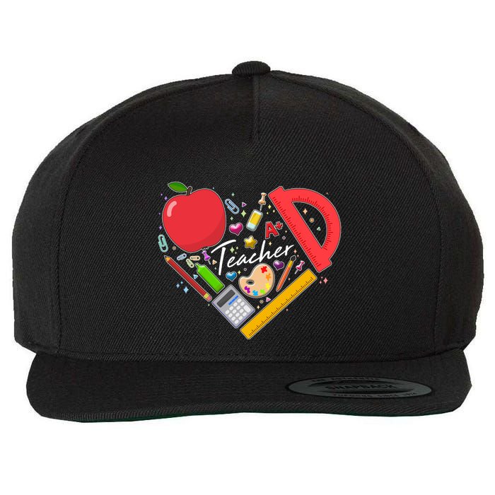 Cute Teacher School Tools Heart Wool Snapback Cap