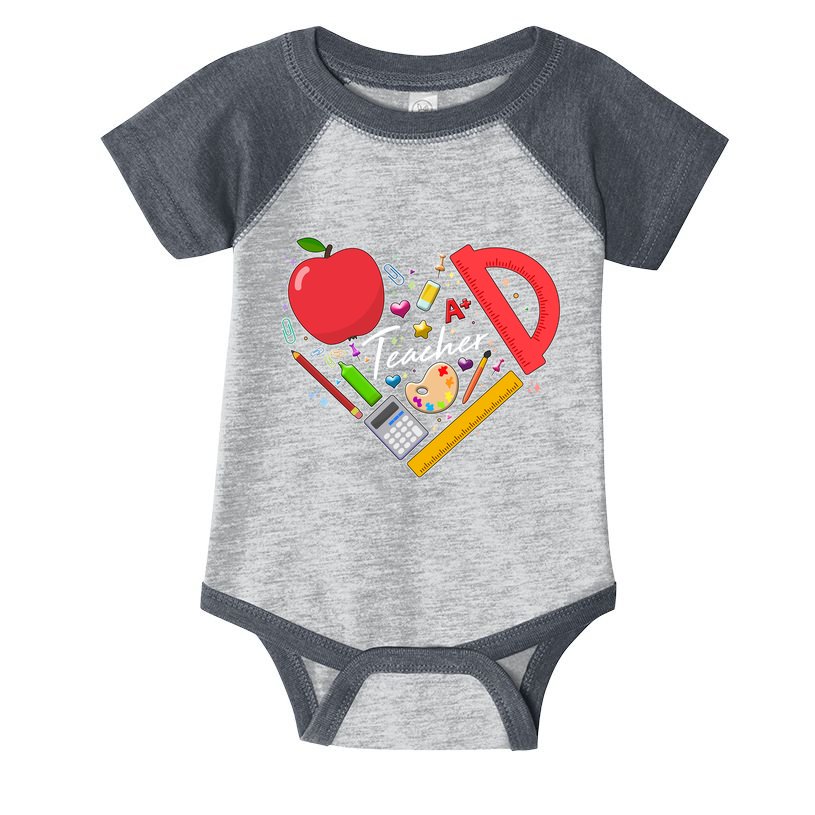 Cute Teacher School Tools Heart Infant Baby Jersey Bodysuit