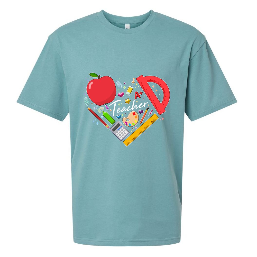 Cute Teacher School Tools Heart Sueded Cloud Jersey T-Shirt