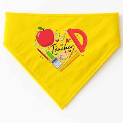 Cute Teacher School Tools Heart USA-Made Doggie Bandana