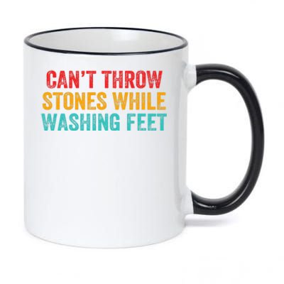 Can't Throw Stones While Washing Feet Funny Design 11oz Black Color Changing Mug