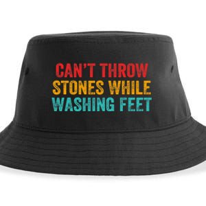 Can't Throw Stones While Washing Feet Funny Design Sustainable Bucket Hat