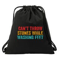 Can't Throw Stones While Washing Feet Funny Design Drawstring Bag