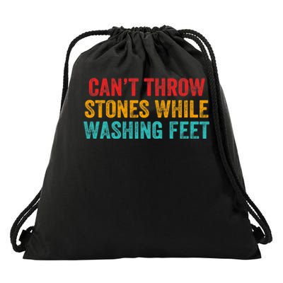 Can't Throw Stones While Washing Feet Funny Design Drawstring Bag