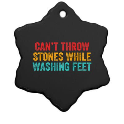 Can't Throw Stones While Washing Feet Funny Design Ceramic Star Ornament