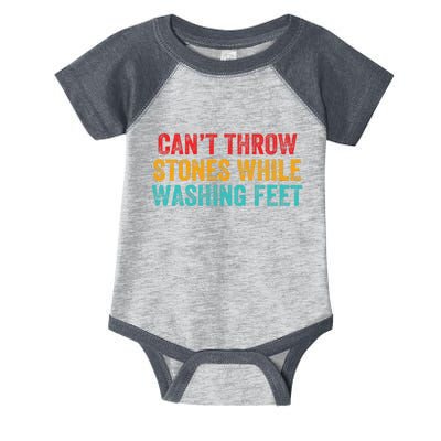 Can't Throw Stones While Washing Feet Funny Design Infant Baby Jersey Bodysuit