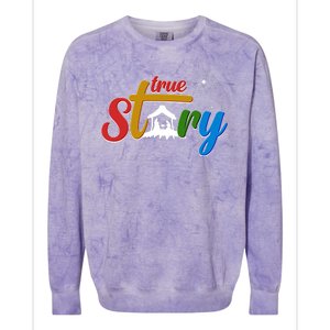 Christmas True Story Christian Nativity Scene Colorblast Crewneck Sweatshirt