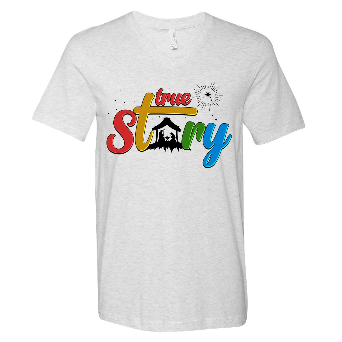 Christmas True Story Christian Nativity Scene V-Neck T-Shirt