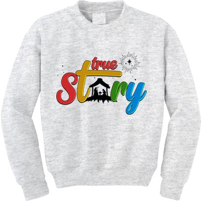 Christmas True Story Christian Nativity Scene Kids Sweatshirt