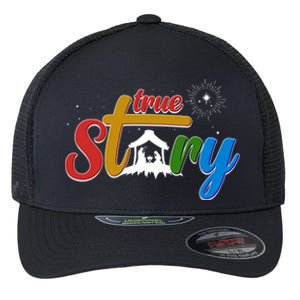 Christmas True Story Christian Nativity Scene Flexfit Unipanel Trucker Cap