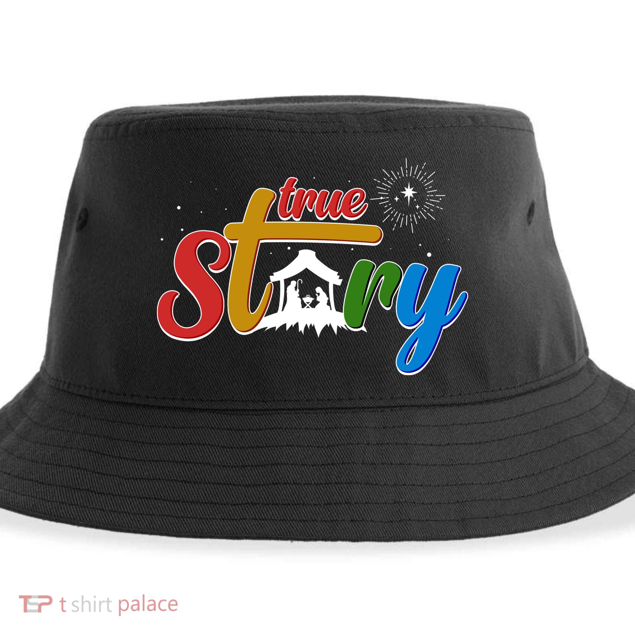 Christmas True Story Christian Nativity Scene Sustainable Bucket Hat