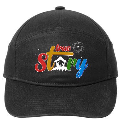 Christmas True Story Christian Nativity Scene 7-Panel Snapback Hat