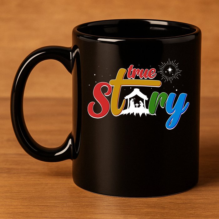 Christmas True Story Christian Nativity Scene 11oz C Handle Ceramic Mug