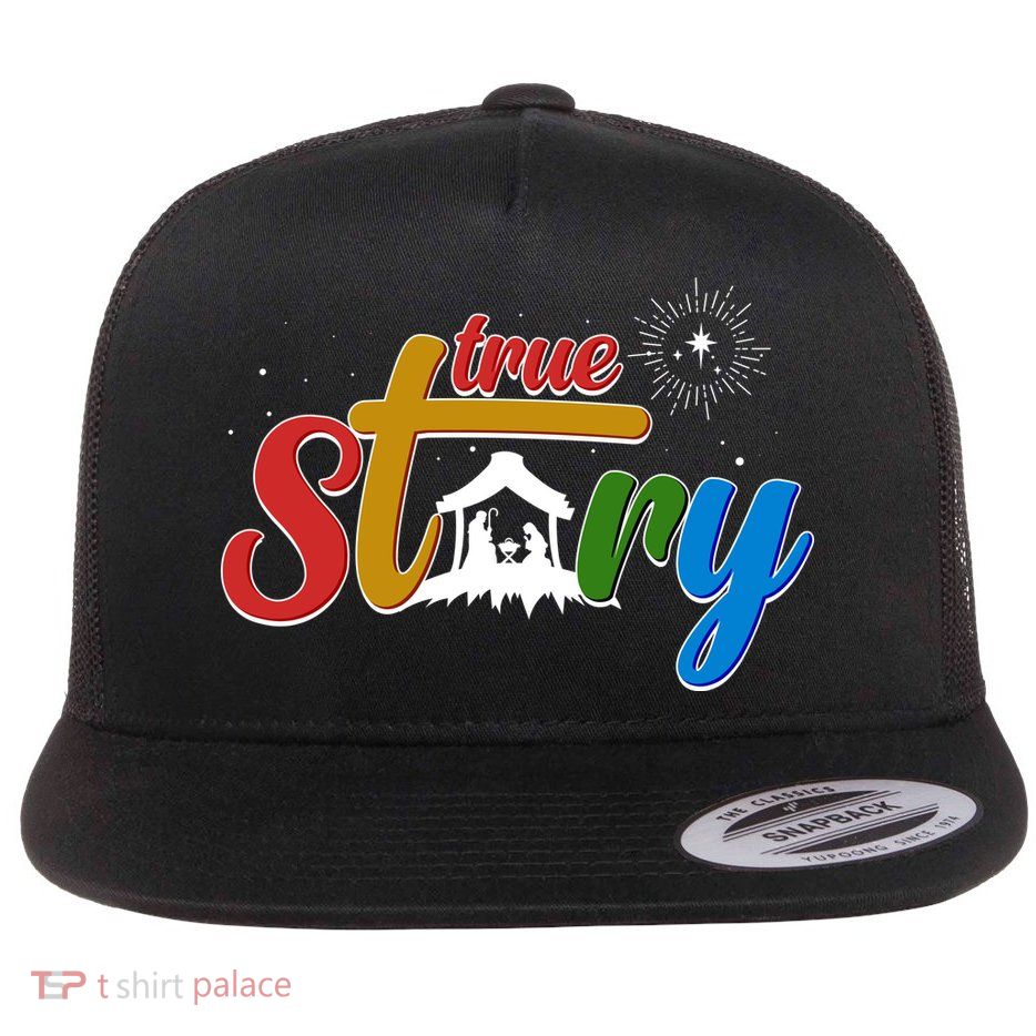 Christmas True Story Christian Nativity Scene Flatbill Hat
