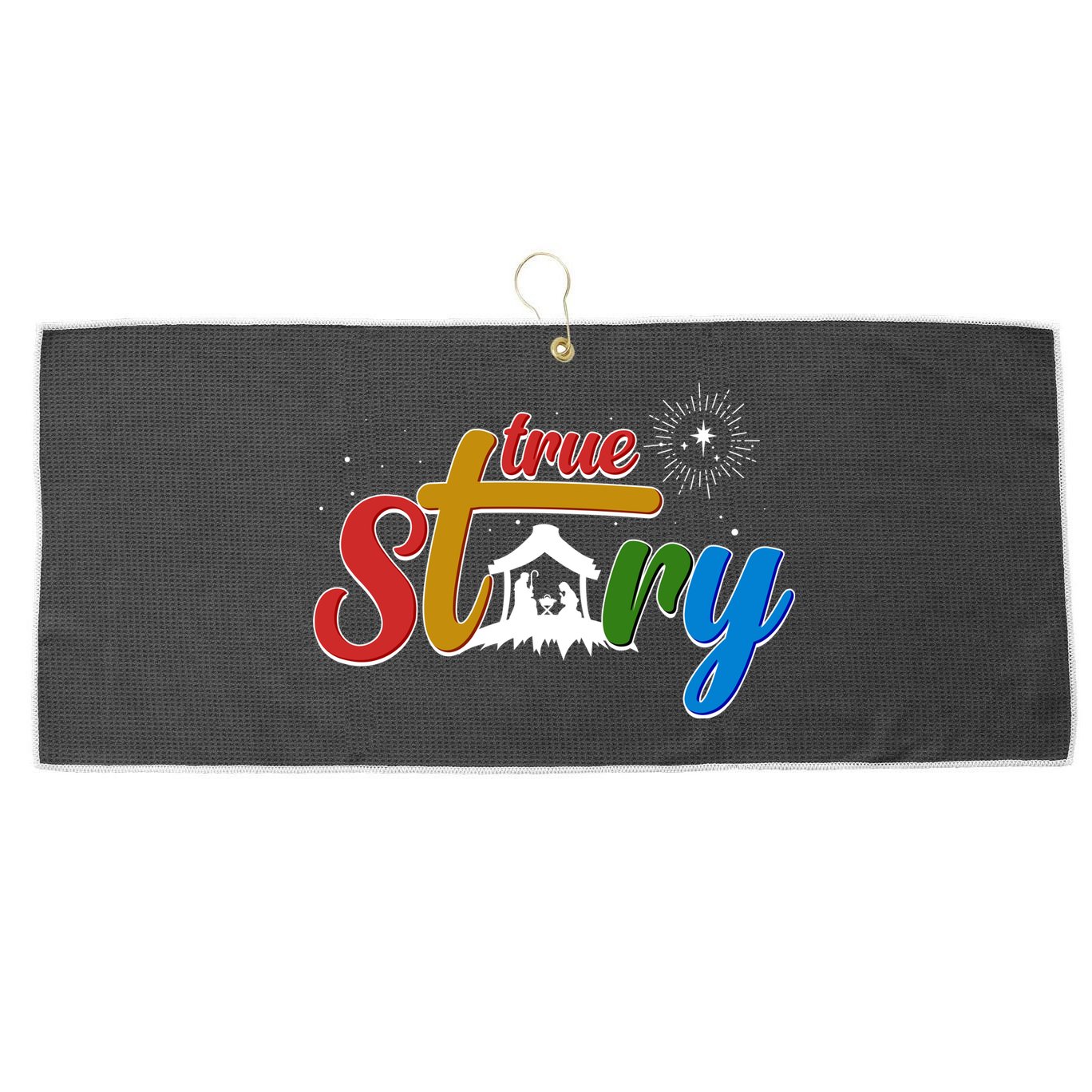 Christmas True Story Christian Nativity Scene Large Microfiber Waffle Golf Towel