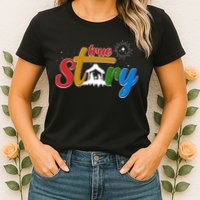 Christmas True Story Christian Nativity Scene Womens T-Shirt