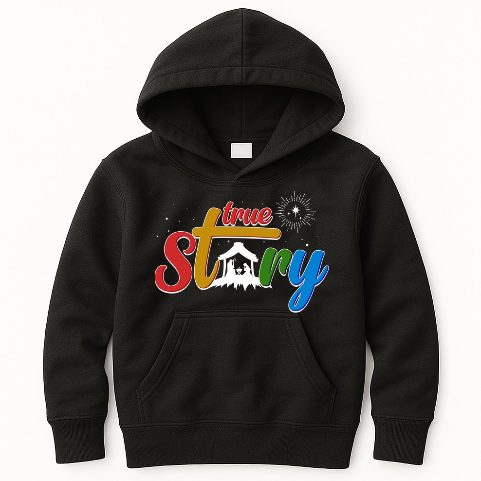 Christmas True Story Christian Nativity Scene Kids Hoodie