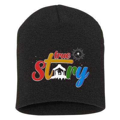 Christmas True Story Christian Nativity Scene Short Acrylic Beanie