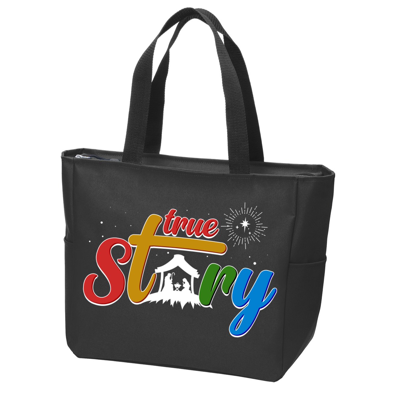 Christmas True Story Christian Nativity Scene Zip Tote Bag