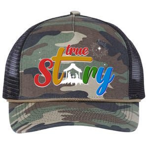 Christmas True Story Christian Nativity Scene Retro Rope Trucker Hat Cap