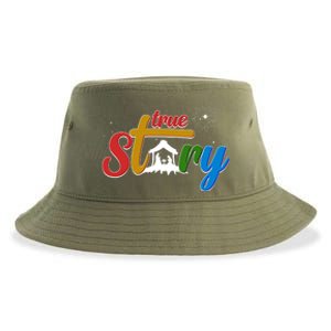 Christmas True Story Christian Nativity Scene Sustainable Bucket Hat