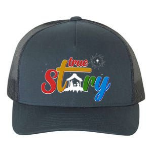 Christmas True Story Christian Nativity Scene Yupoong Adult 5-Panel Trucker Hat