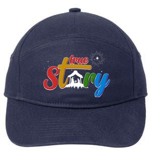 Christmas True Story Christian Nativity Scene 7-Panel Snapback Hat