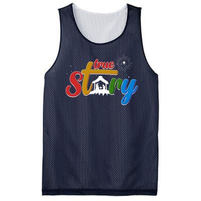 Christmas True Story Christian Nativity Scene Mesh Reversible Basketball Jersey Tank