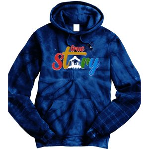 Christmas True Story Christian Nativity Scene Tie Dye Hoodie