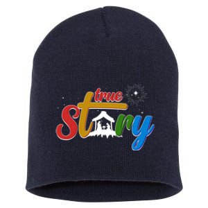 Christmas True Story Christian Nativity Scene Short Acrylic Beanie