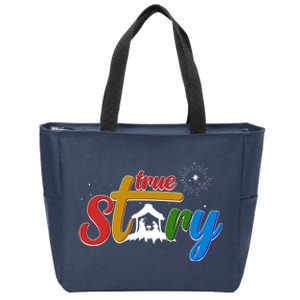 Christmas True Story Christian Nativity Scene Zip Tote Bag